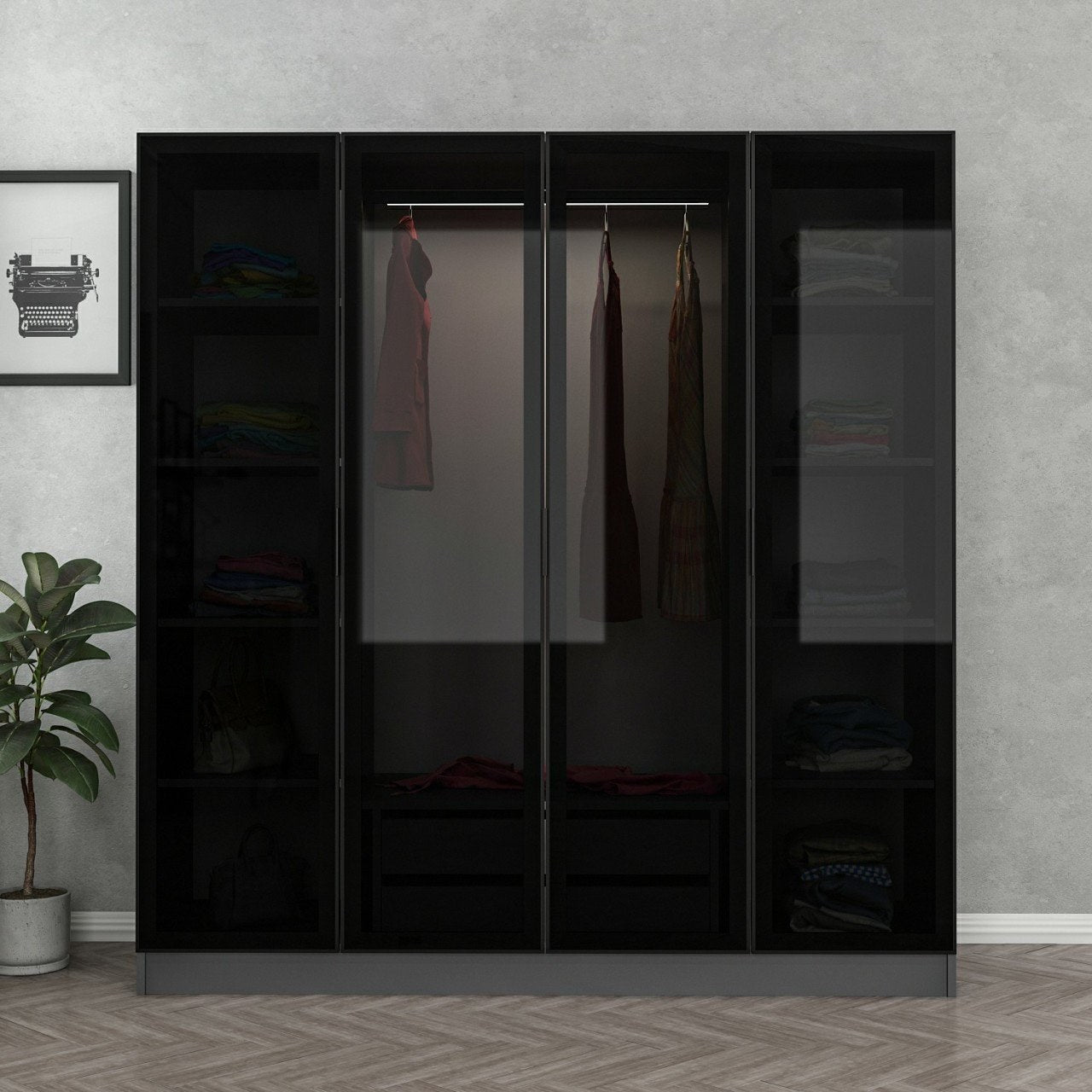 Ντουλάπα 180x210x52 εκ Anthracite Black 506MNR2475