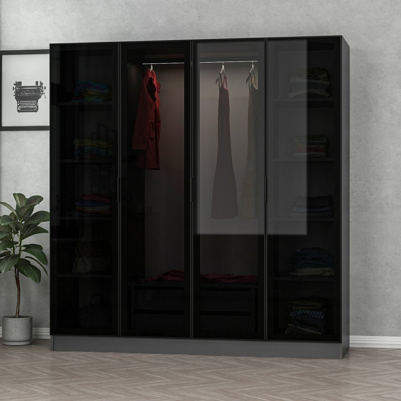 Ντουλάπα 180x210x52 εκ Anthracite Black 506MNR2475