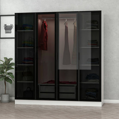 Ντουλάπα 180x210x52 εκ White Black 506MNR2477