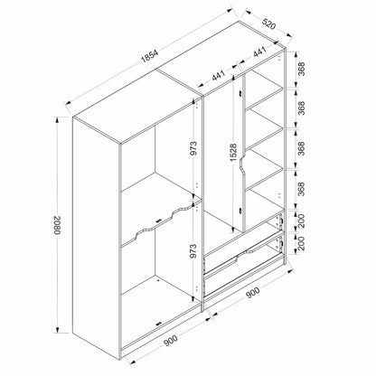 Ντουλάπα 185x208x52 εκ Dore 506MNR2482