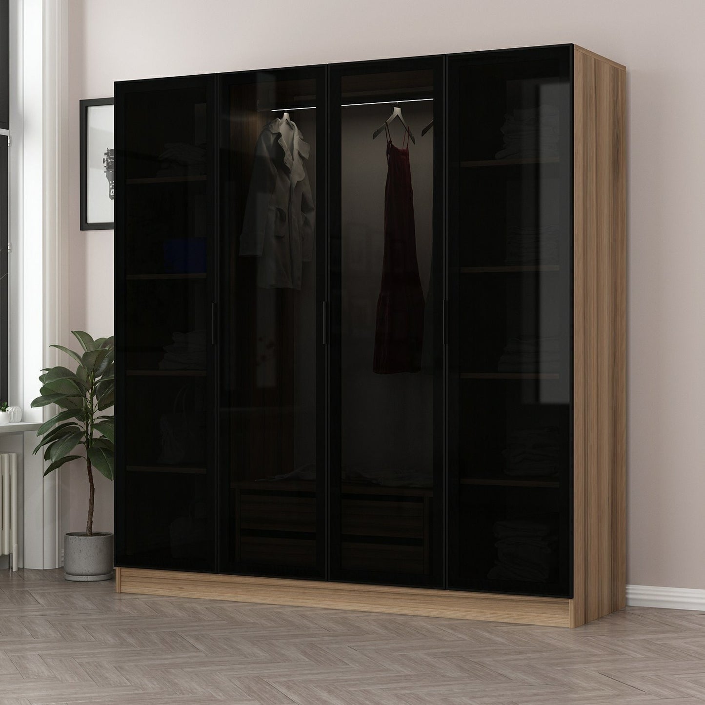 Ντουλάπα 180x210x52 εκ Golden Oak Dark Grey 506MNR2489