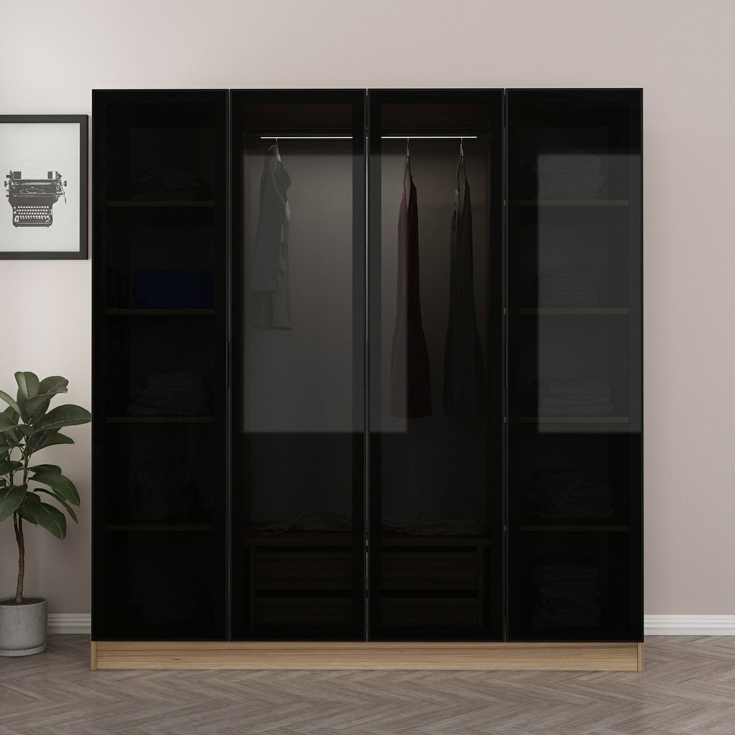 Ντουλάπα 180x210x52 εκ Golden Oak Dark Grey 506MNR2489