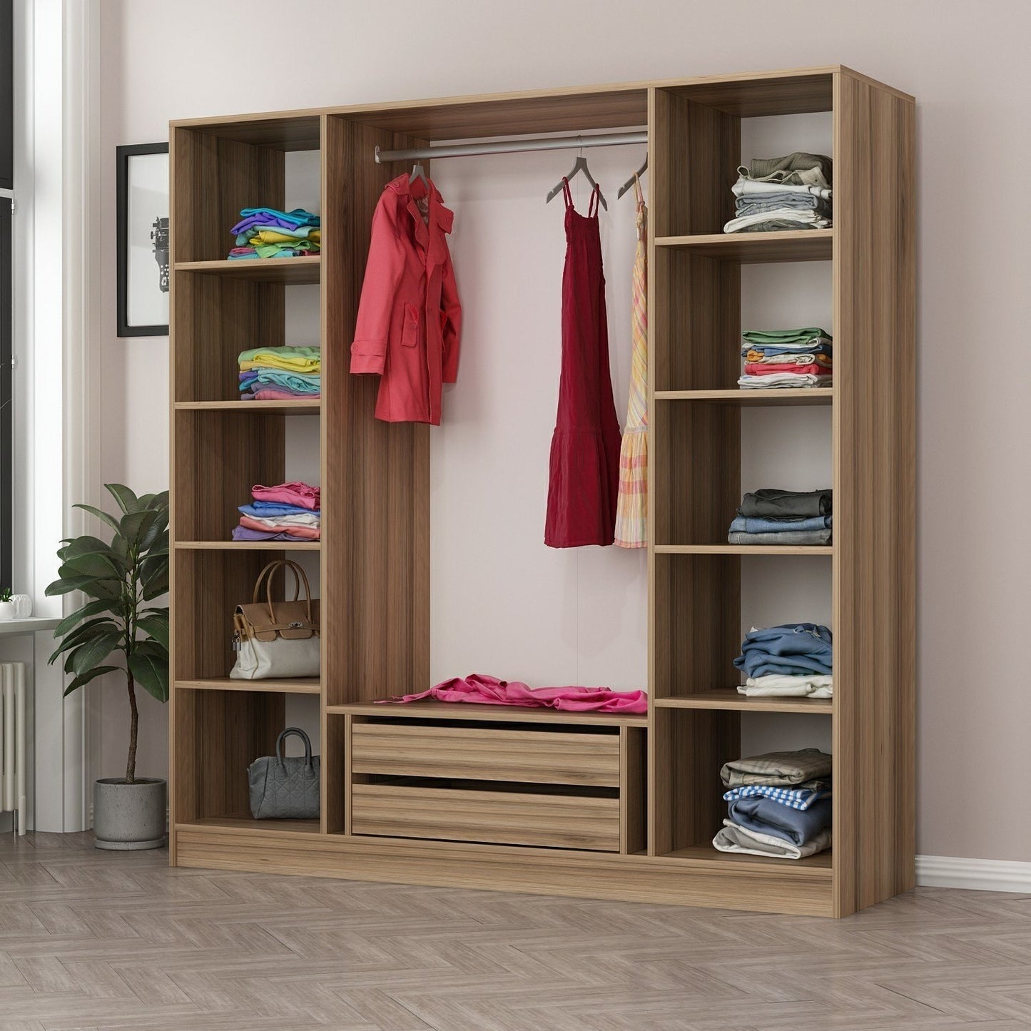 Ντουλάπα 180x210x52 εκ Golden Oak Dark Grey 506MNR2489