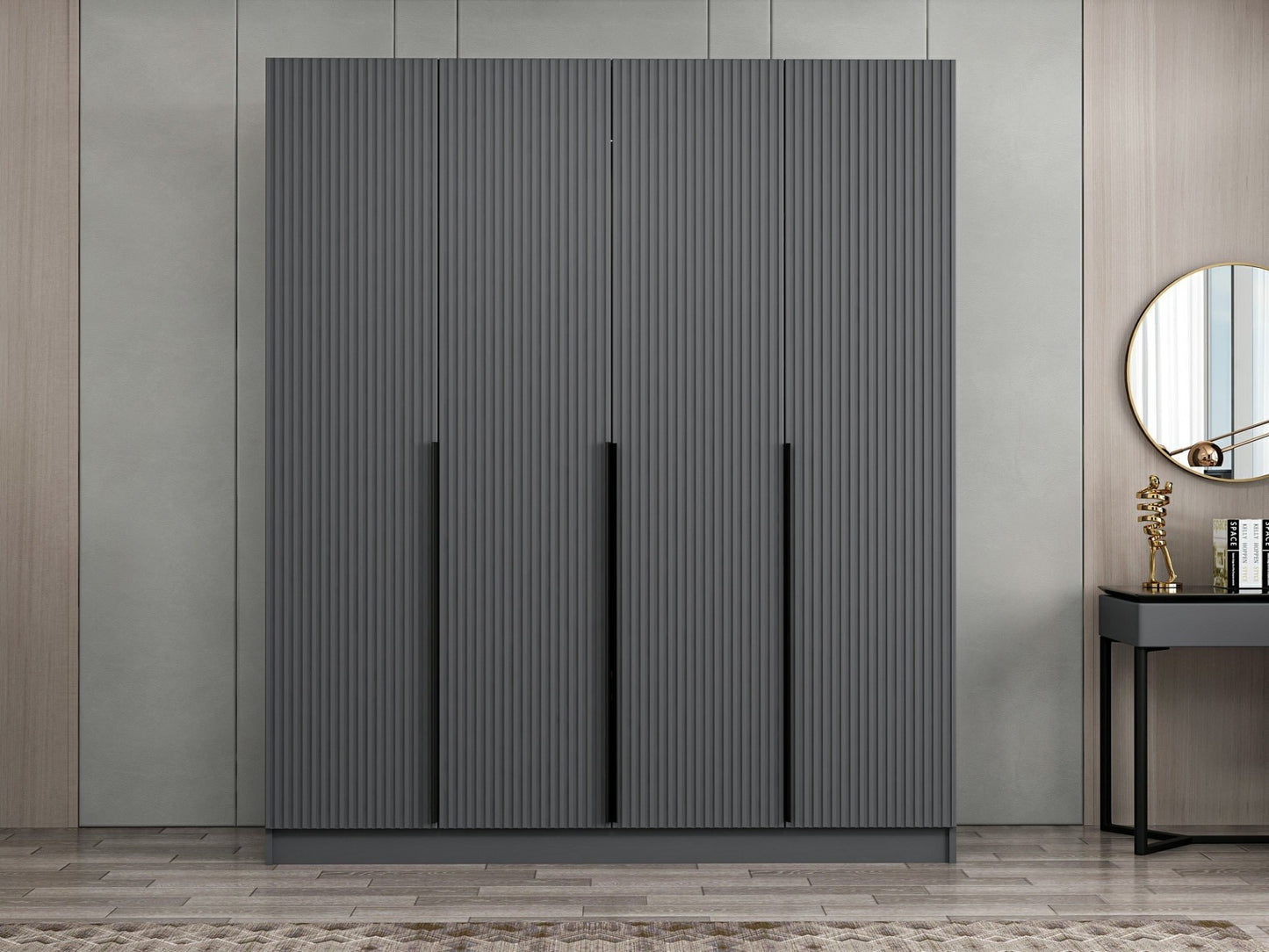 Ντουλάπα 180x210x52 εκ Ανθρακί 506MNR2491