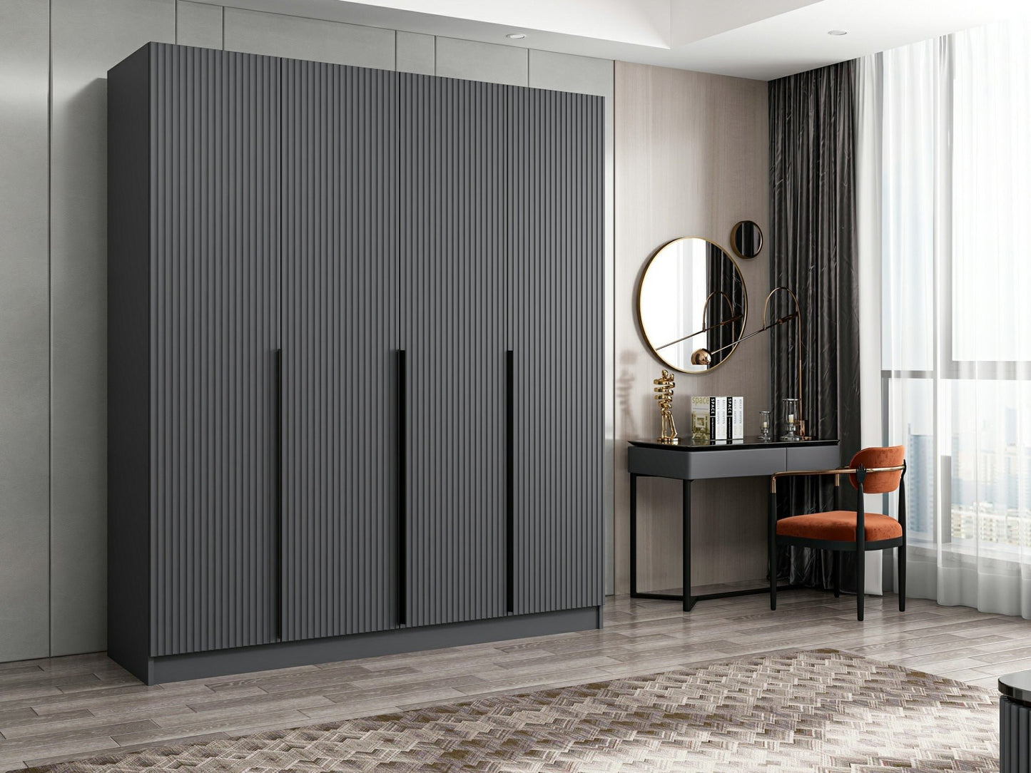 Ντουλάπα 180x210x52 εκ Ανθρακί 506MNR2491