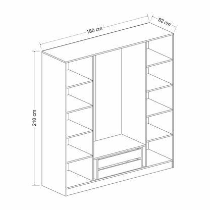 Ντουλάπα 180x210x52 εκ Λευκό 506MNR2492