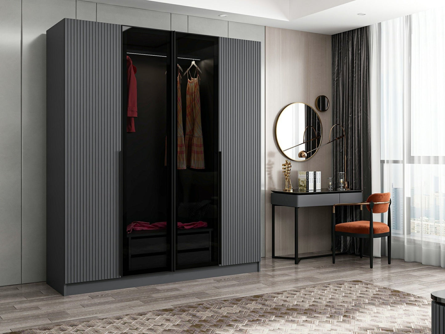 Ντουλάπα 180x210x52 εκ Anthracite Dark Grey 506MNR2494
