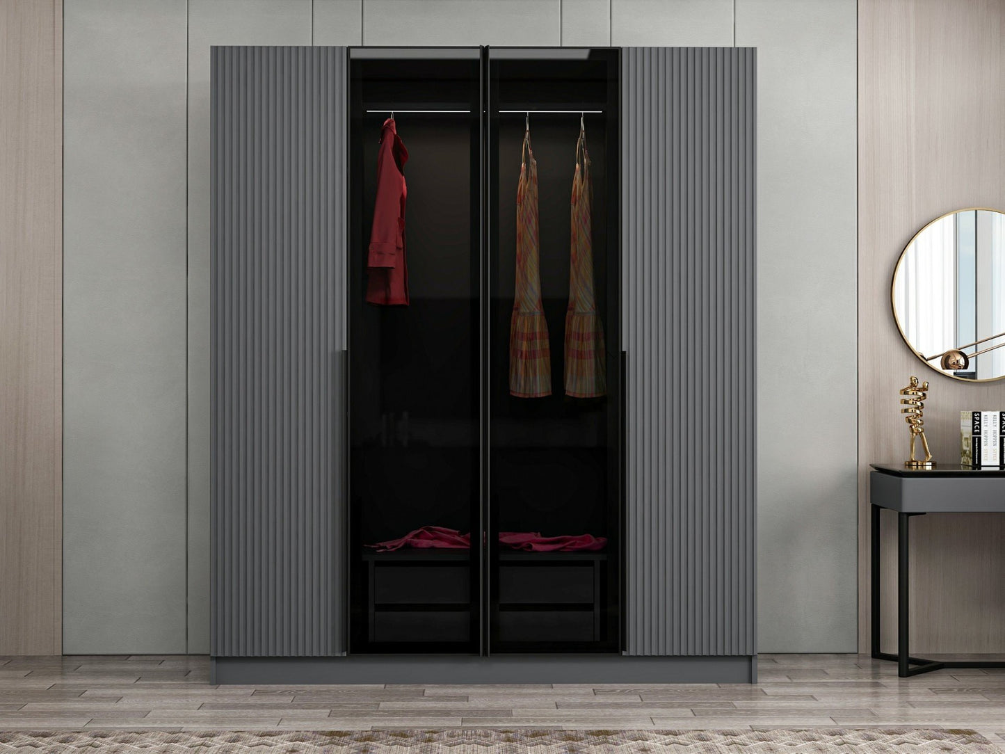 Ντουλάπα 180x210x52 εκ Anthracite Dark Grey 506MNR2494