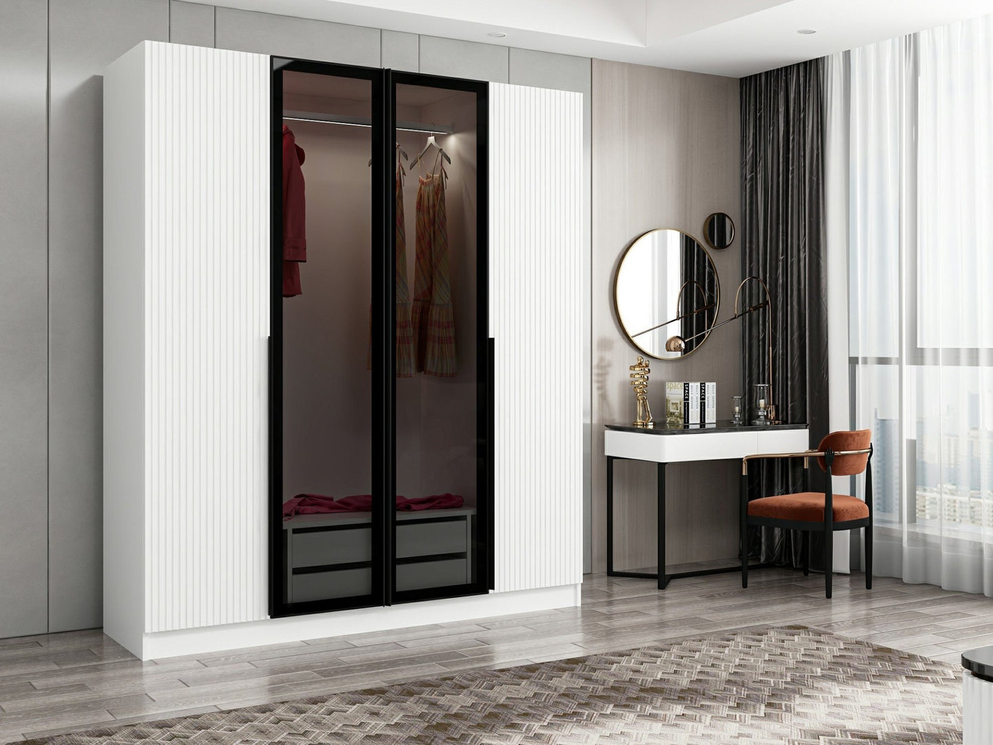 Ντουλάπα 180x210x52 εκ White Dark Grey 506MNR2495