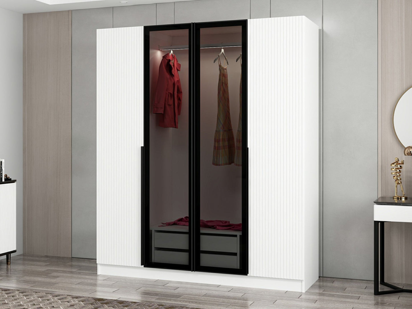Ντουλάπα 180x210x52 εκ White Dark Grey 506MNR2495