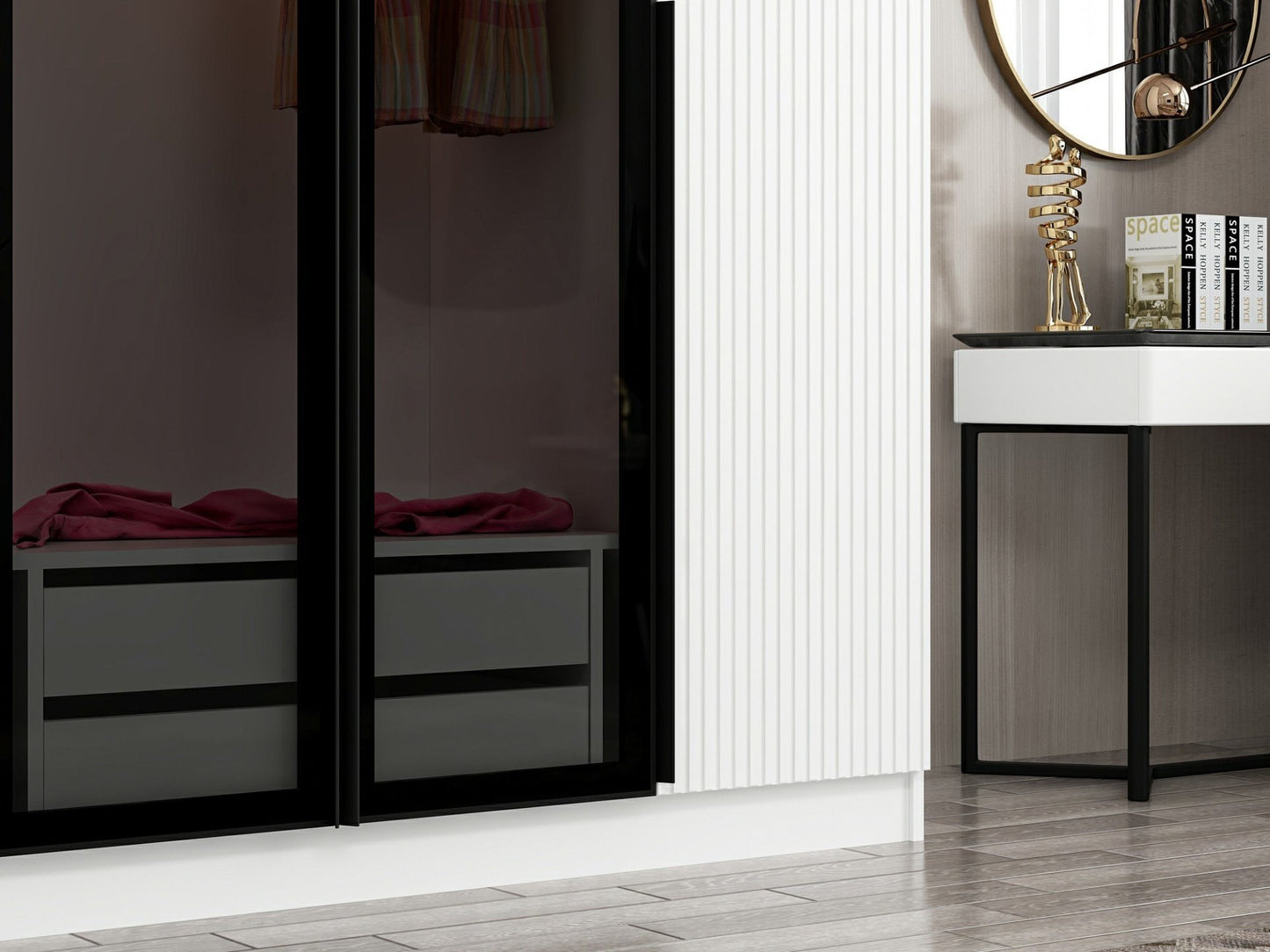 Ντουλάπα 180x210x52 εκ White Dark Grey 506MNR2495