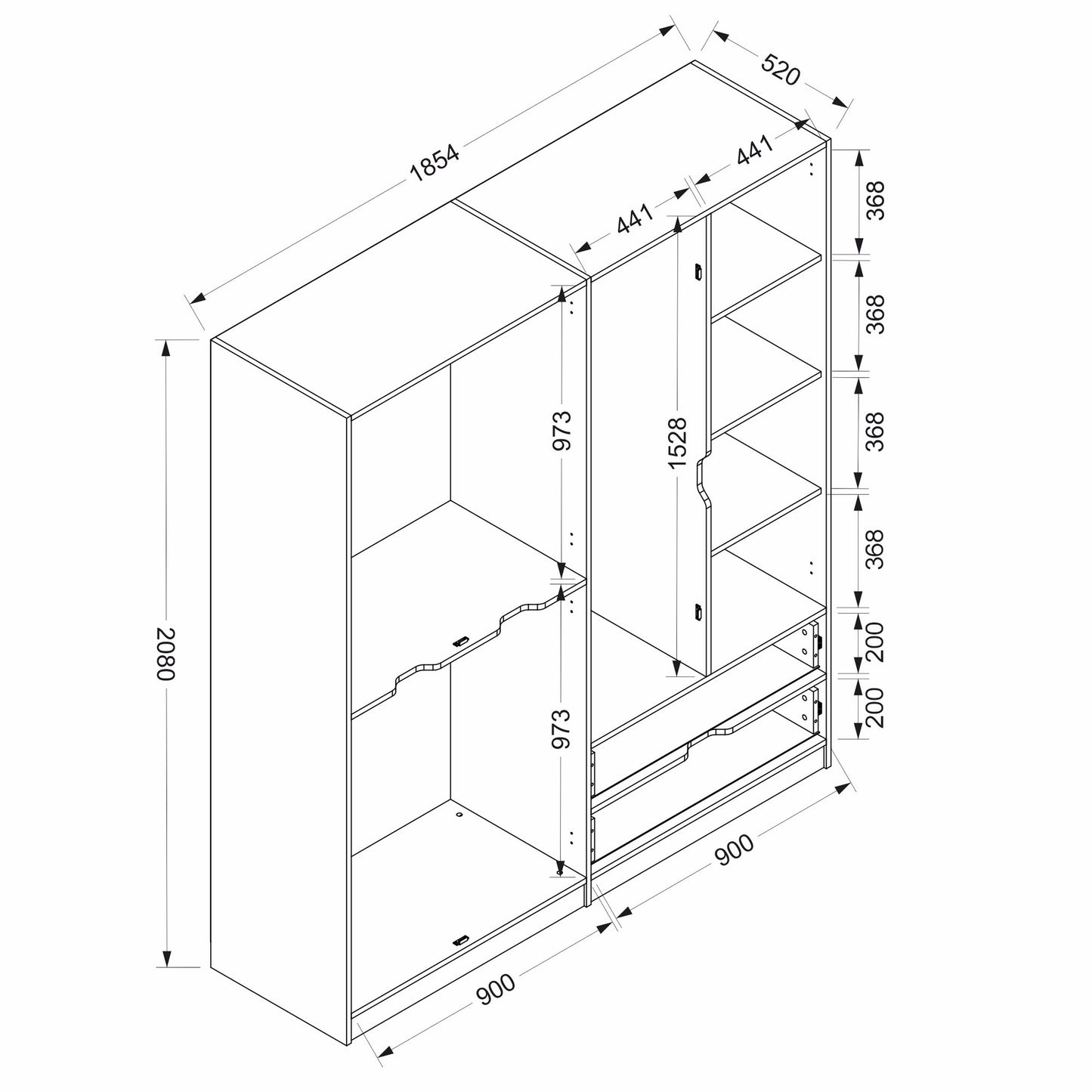 Ντουλάπα 185x208x52 εκ Dore 506MNR2497