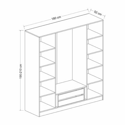 Ντουλάπα 180x190x52 εκ Λευκό 506MNR2498