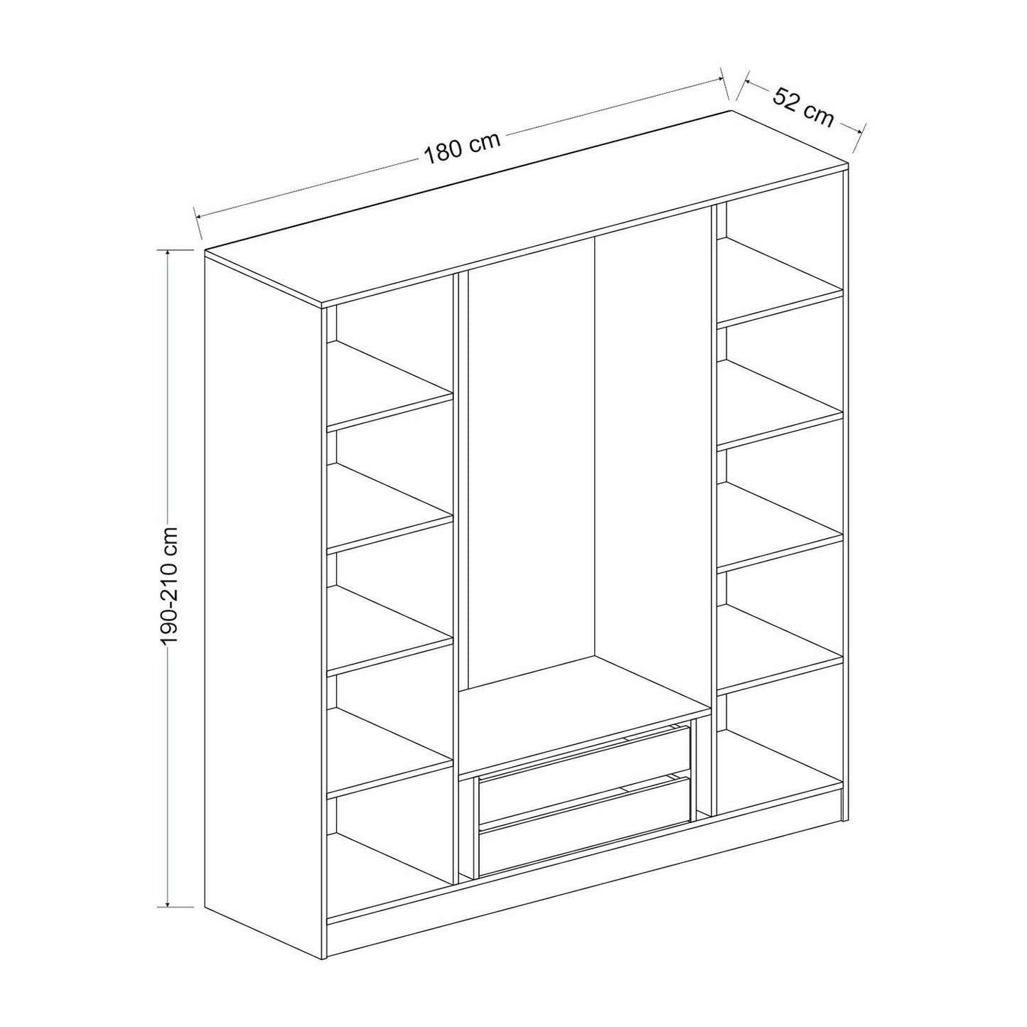 Ντουλάπα 180x210x52 εκ Λευκό 506MNR2499