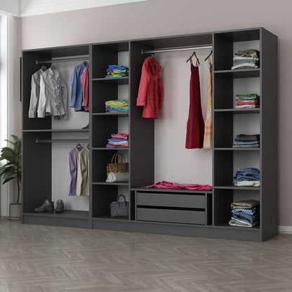 Ντουλάπα 270x210x52 εκ Ανθρακί 506MNR2504