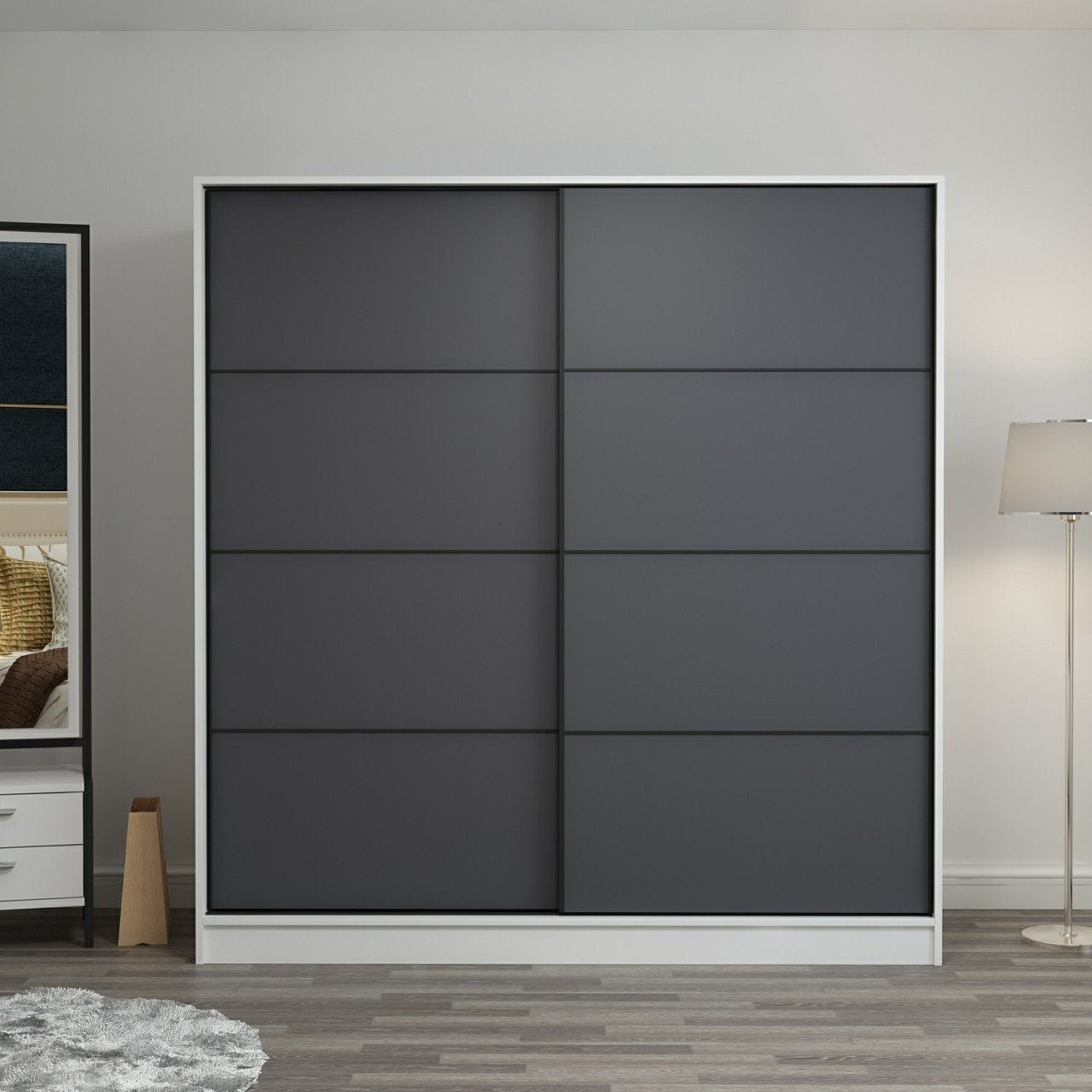 Ντουλάπα 180x210x52 εκ White Anthracite 506MNR2520