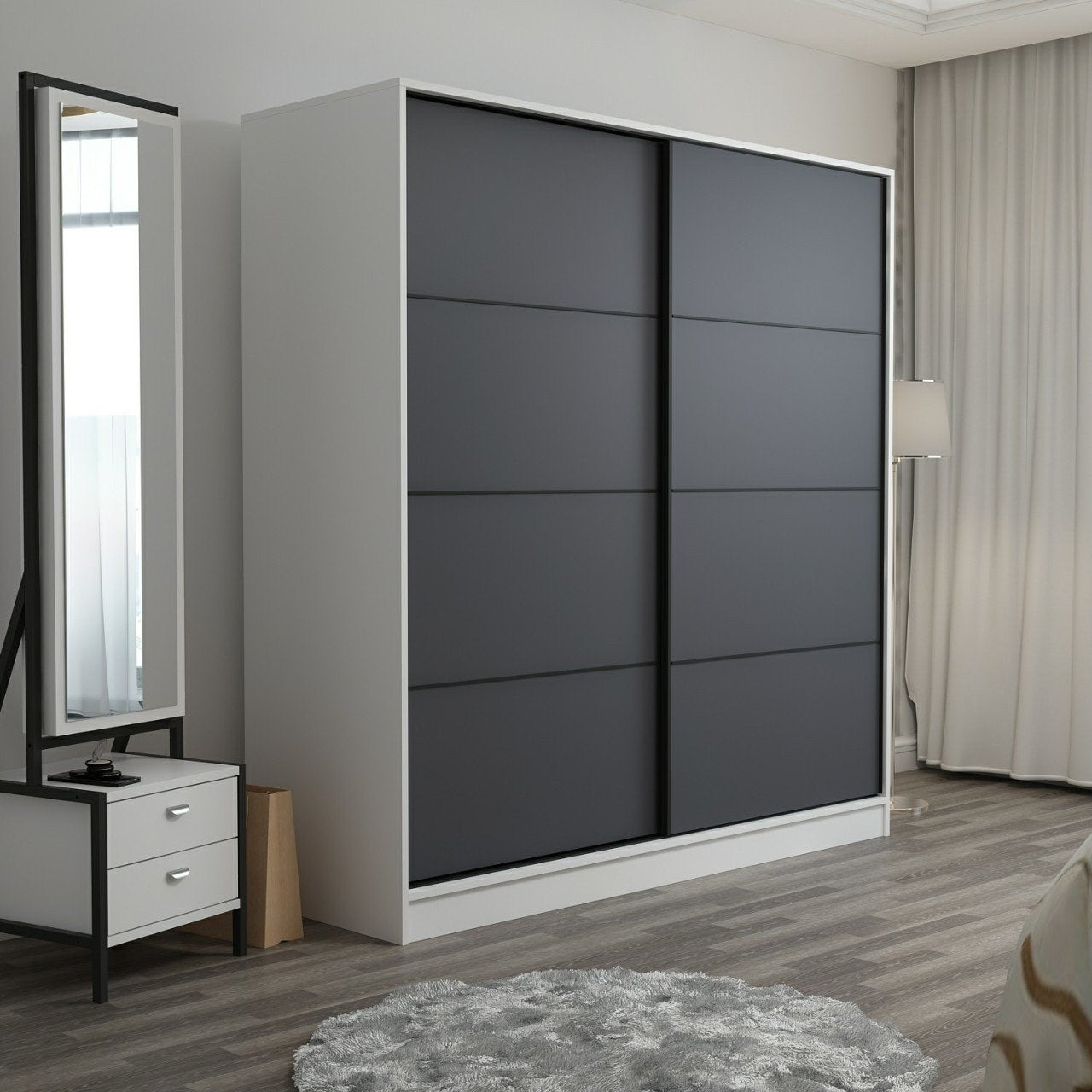 Ντουλάπα 180x210x52 εκ White Anthracite 506MNR2520