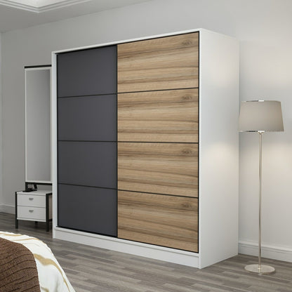 Ντουλάπα 180x210x52 εκ White Anthracite Dore 506MNR2522