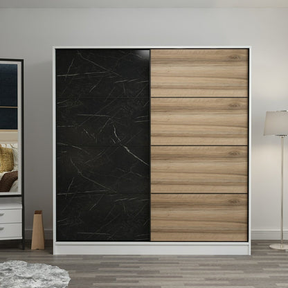 Ντουλάπα 180x210x52 εκ White Black Dore 506MNR2524