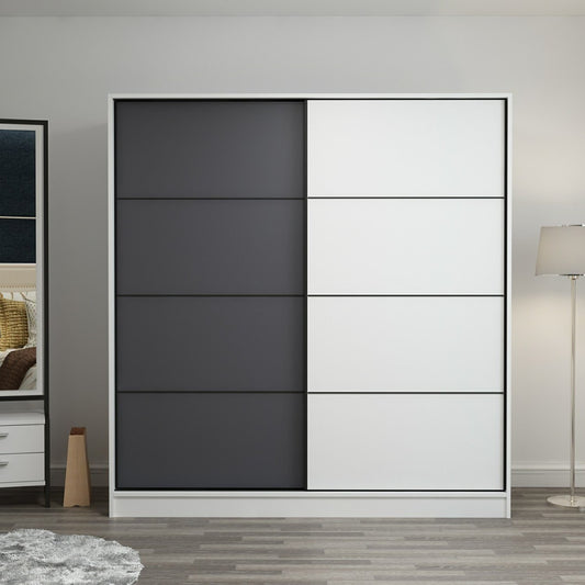 Ντουλάπα 180x190x60 εκ White Anthracite 506MNR2525