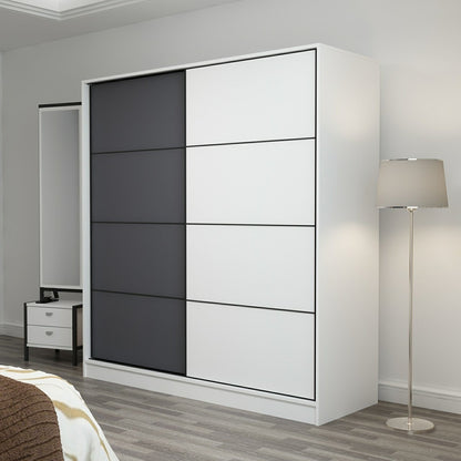 Ντουλάπα 180x190x60 εκ White Anthracite 506MNR2525