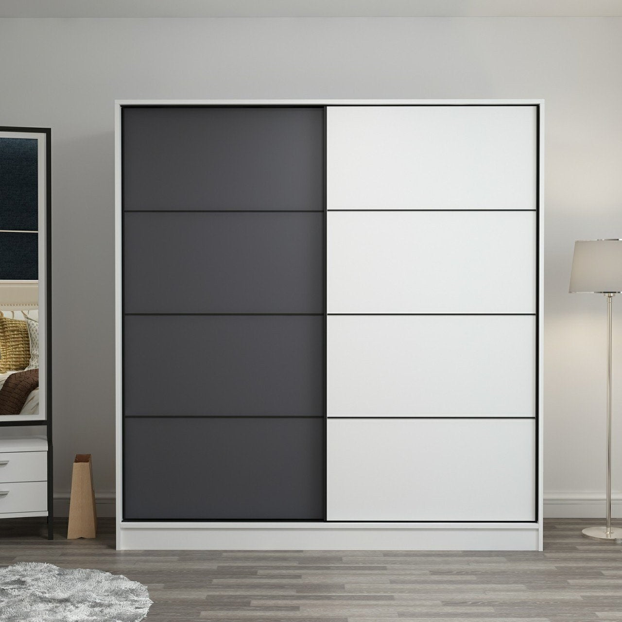 Ντουλάπα 180x210x52 εκ White Anthracite 506MNR2526