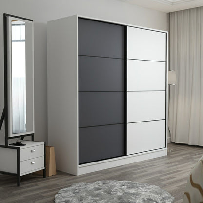 Ντουλάπα 180x210x52 εκ White Anthracite 506MNR2526