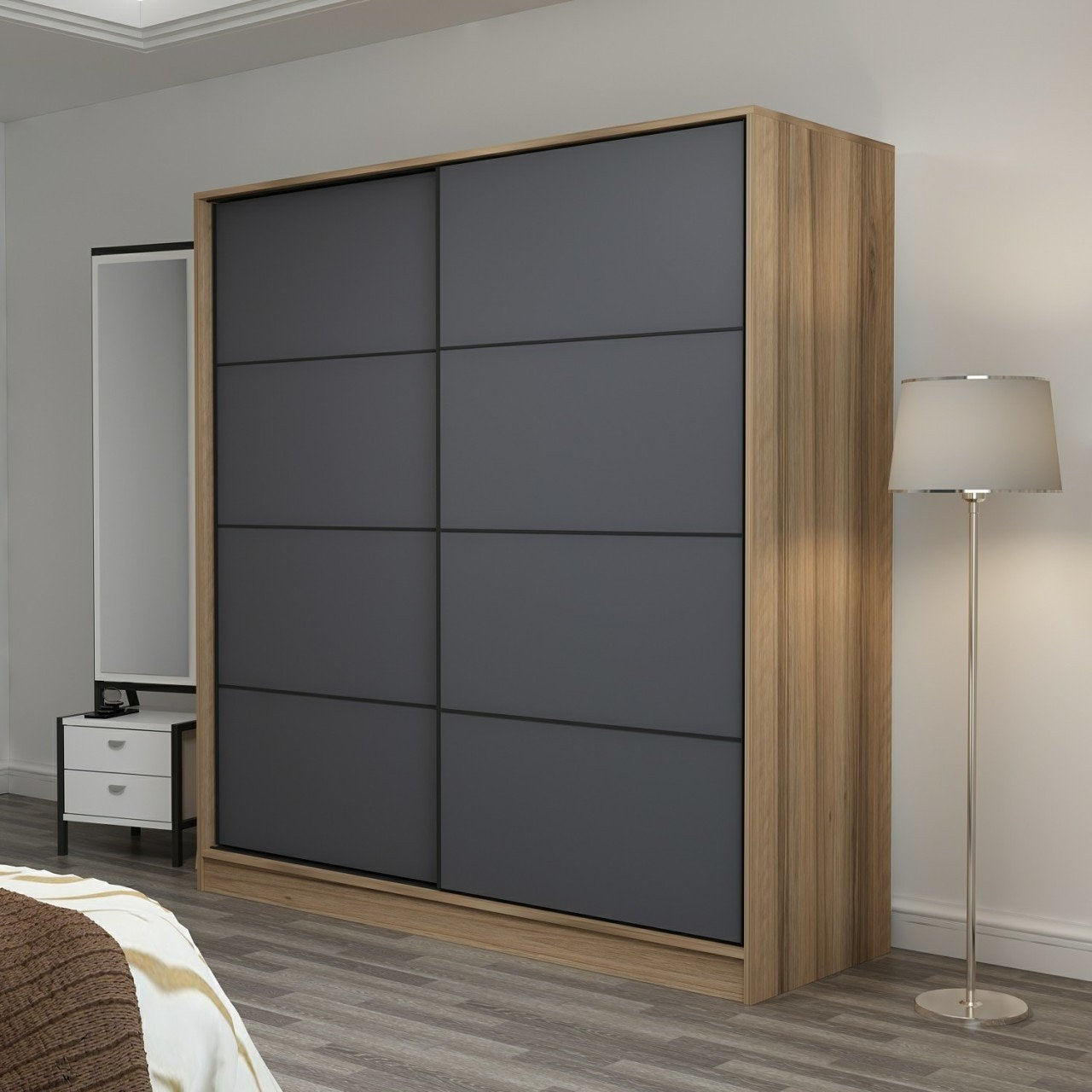Ντουλάπα 180x190x52 εκ Dore Anthracite 506MNR2533