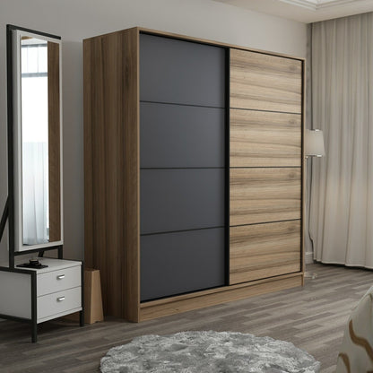 Ντουλάπα 180x190x60 εκ Dore Anthracite 506MNR2535