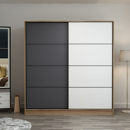 Ντουλάπα 180x210x52 εκ Dore Anthracite White 506MNR2540