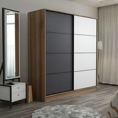 Ντουλάπα 180x210x52 εκ Dore Anthracite White 506MNR2540