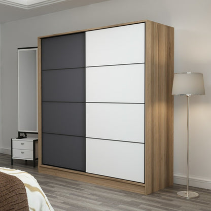 Ντουλάπα 180x210x52 εκ Dore Anthracite White 506MNR2540