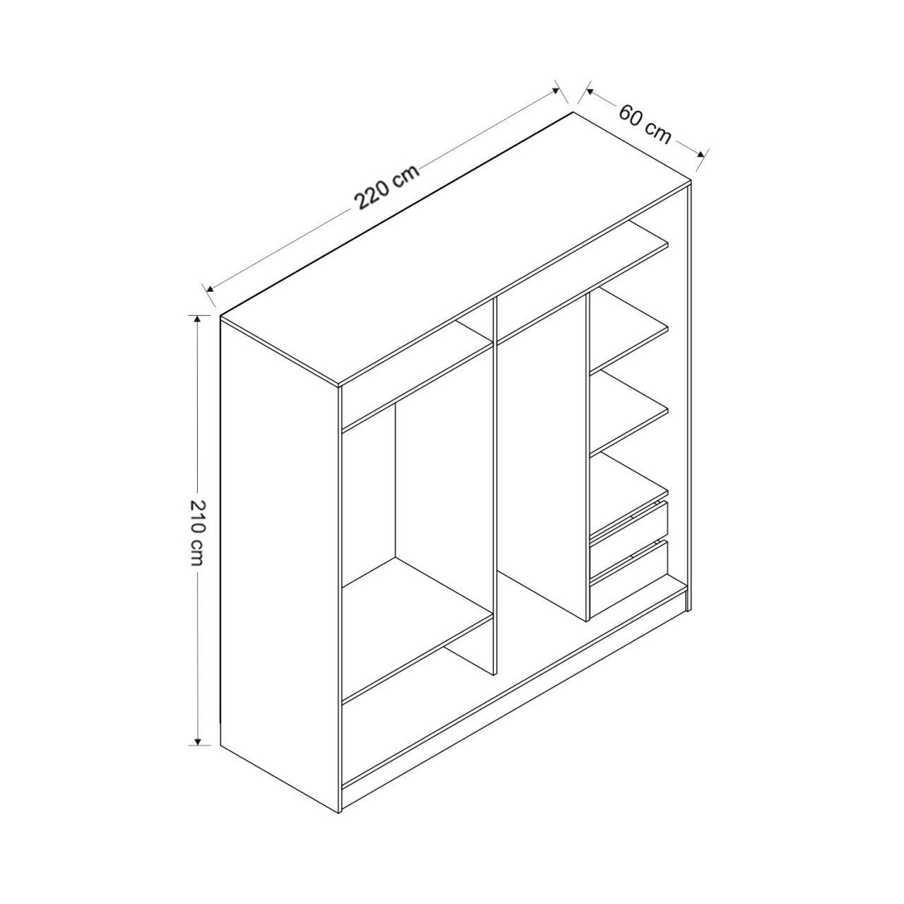 Ντουλάπα 220x210x52 εκ Λευκό 506MNR2545