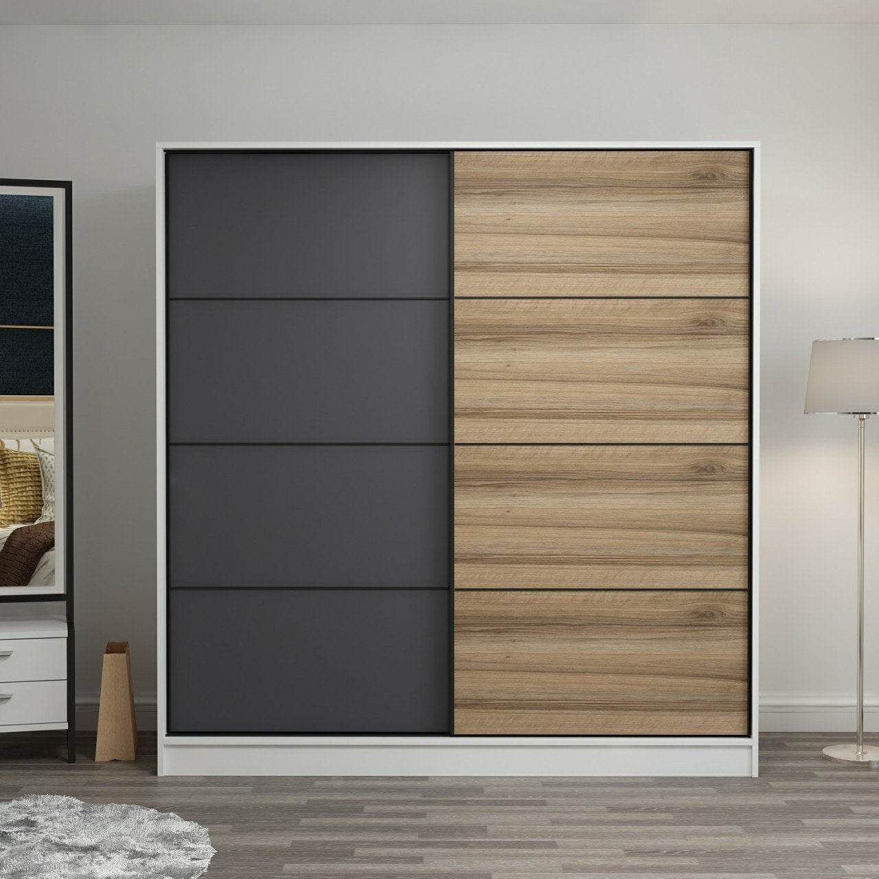 Ντουλάπα 220x210x52 εκ White Anthracite 506MNR2546