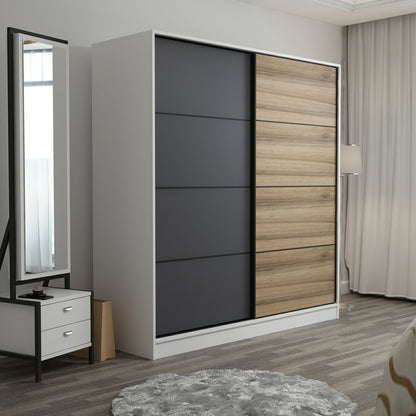 Ντουλάπα 220x210x52 εκ White Anthracite 506MNR2546