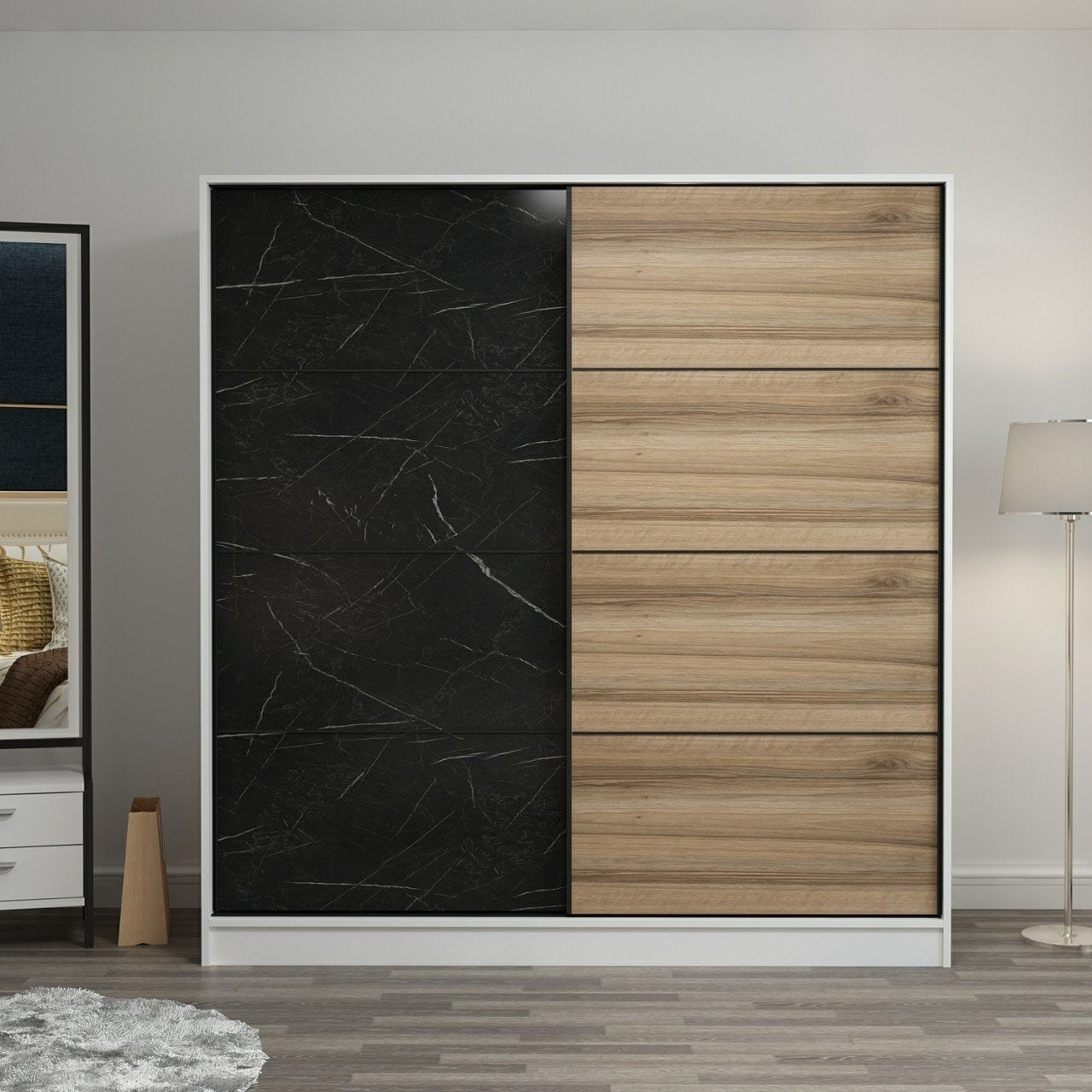 Ντουλάπα 220x210x52 εκ White Black 506MNR2548
