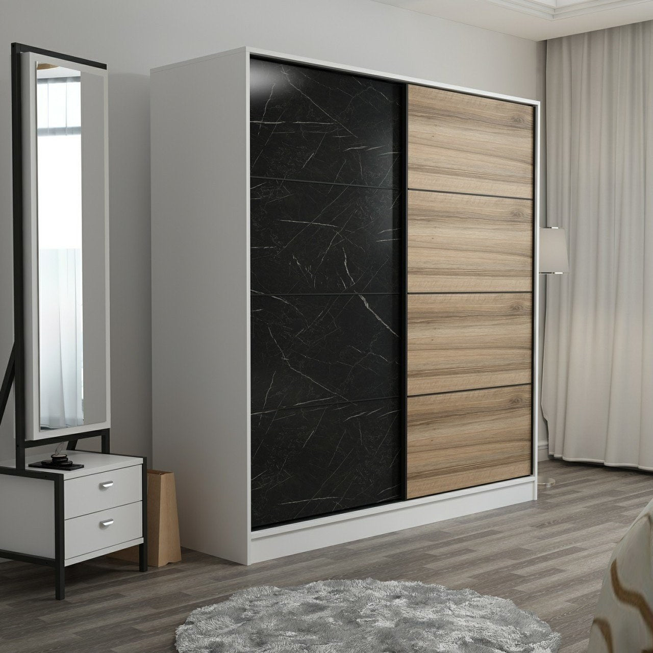 Ντουλάπα 220x210x52 εκ White Black 506MNR2548