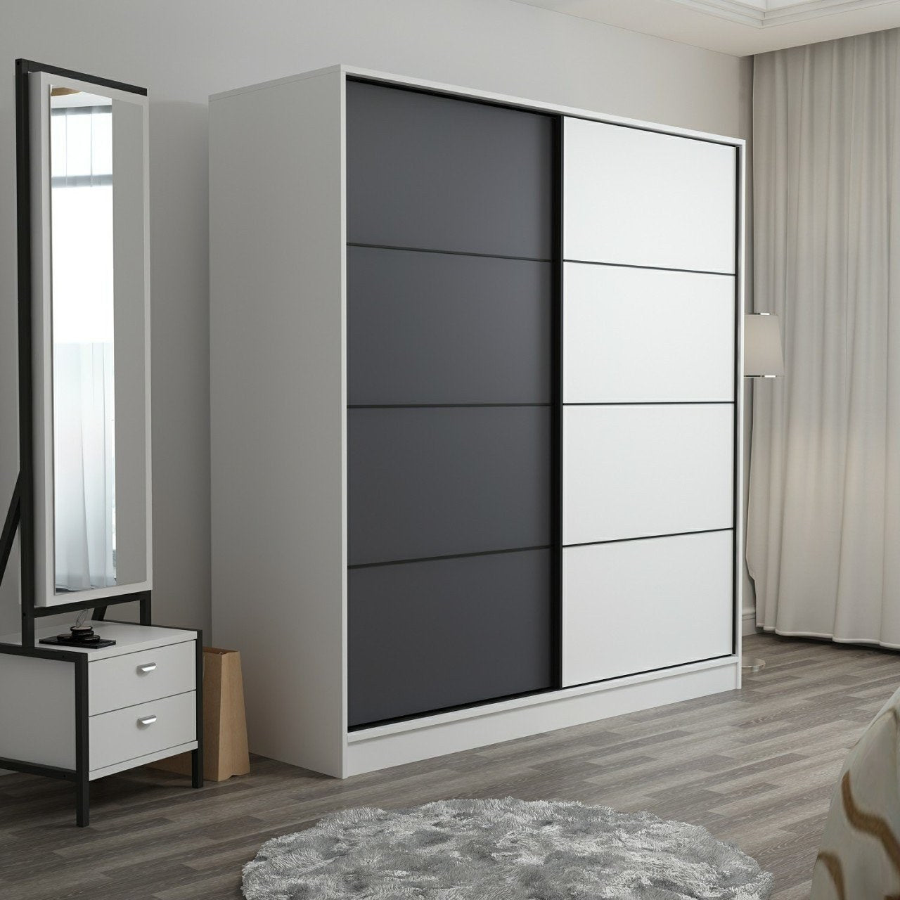 Ντουλάπα 220x210x52 εκ White Anthracite 506MNR2549