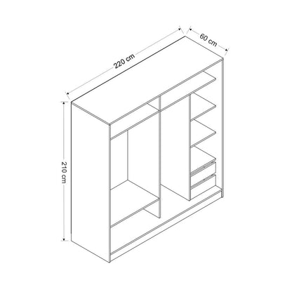 Ντουλάπα 220x210x52 εκ White Dore 506MNR2550