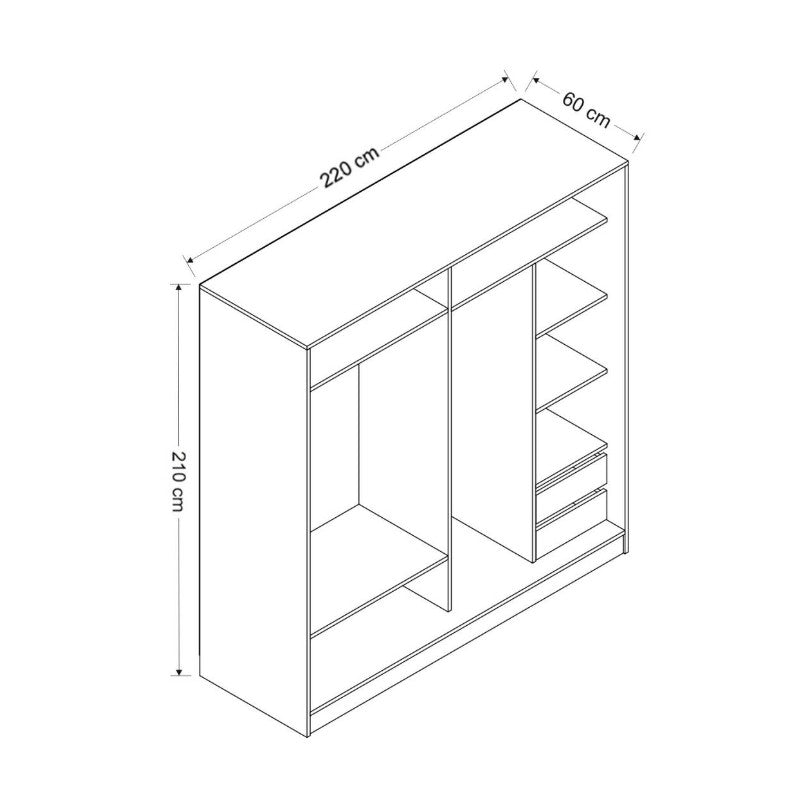 Ντουλάπα 220x210x60 εκ Dore 506MNR2551