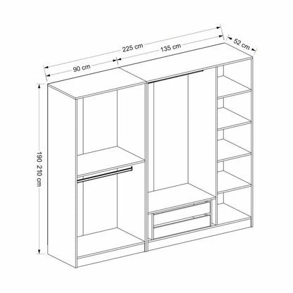 Ντουλάπα 225x210x52 εκ Λευκό 506MNR2566