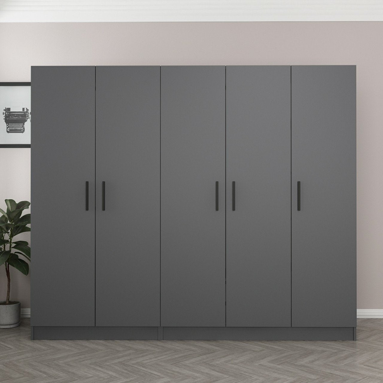 Ντουλάπα 225x190x52 εκ Ανθρακί 506MNR2575