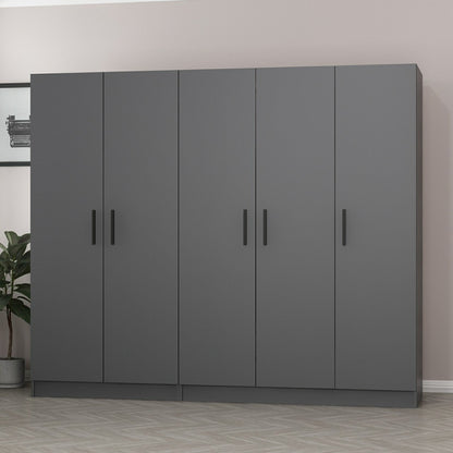 Ντουλάπα 225x190x52 εκ Ανθρακί 506MNR2575