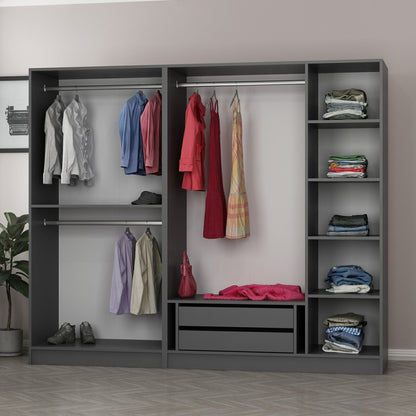 Ντουλάπα 225x190x52 εκ Ανθρακί 506MNR2575