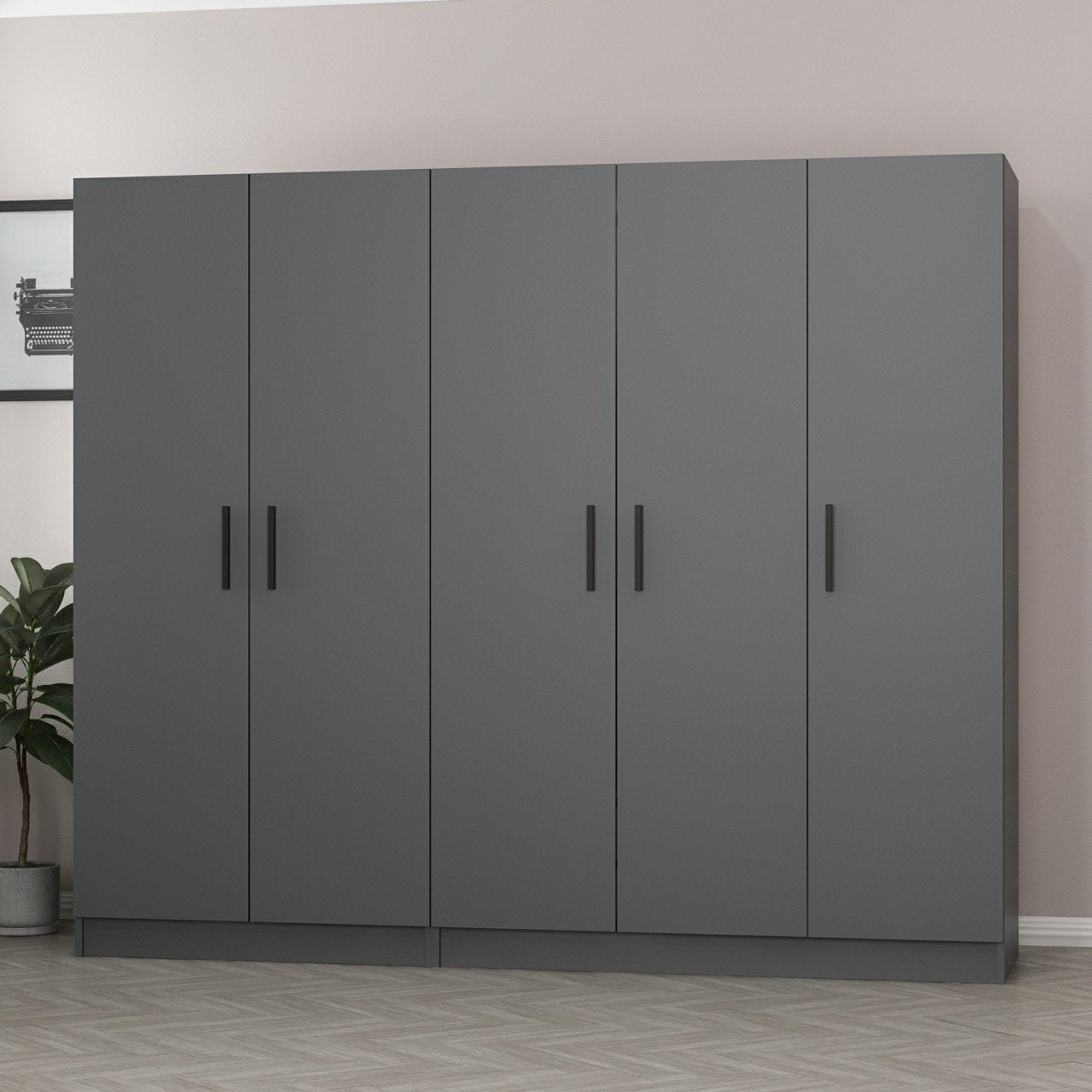 Ντουλάπα 225x210x52 εκ Ανθρακί 506MNR2576