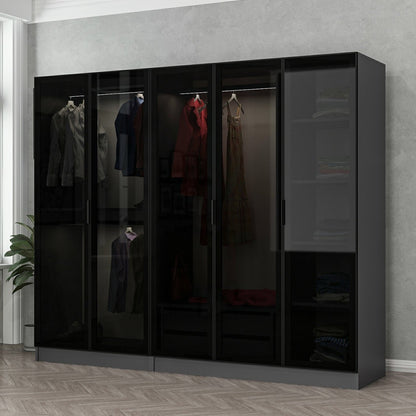 Ντουλάπα 225x190x52 εκ Anthracite Black 506MNR2586