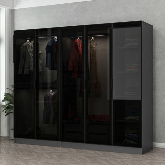 Ντουλάπα 225x190x52 εκ Anthracite Black 506MNR2586