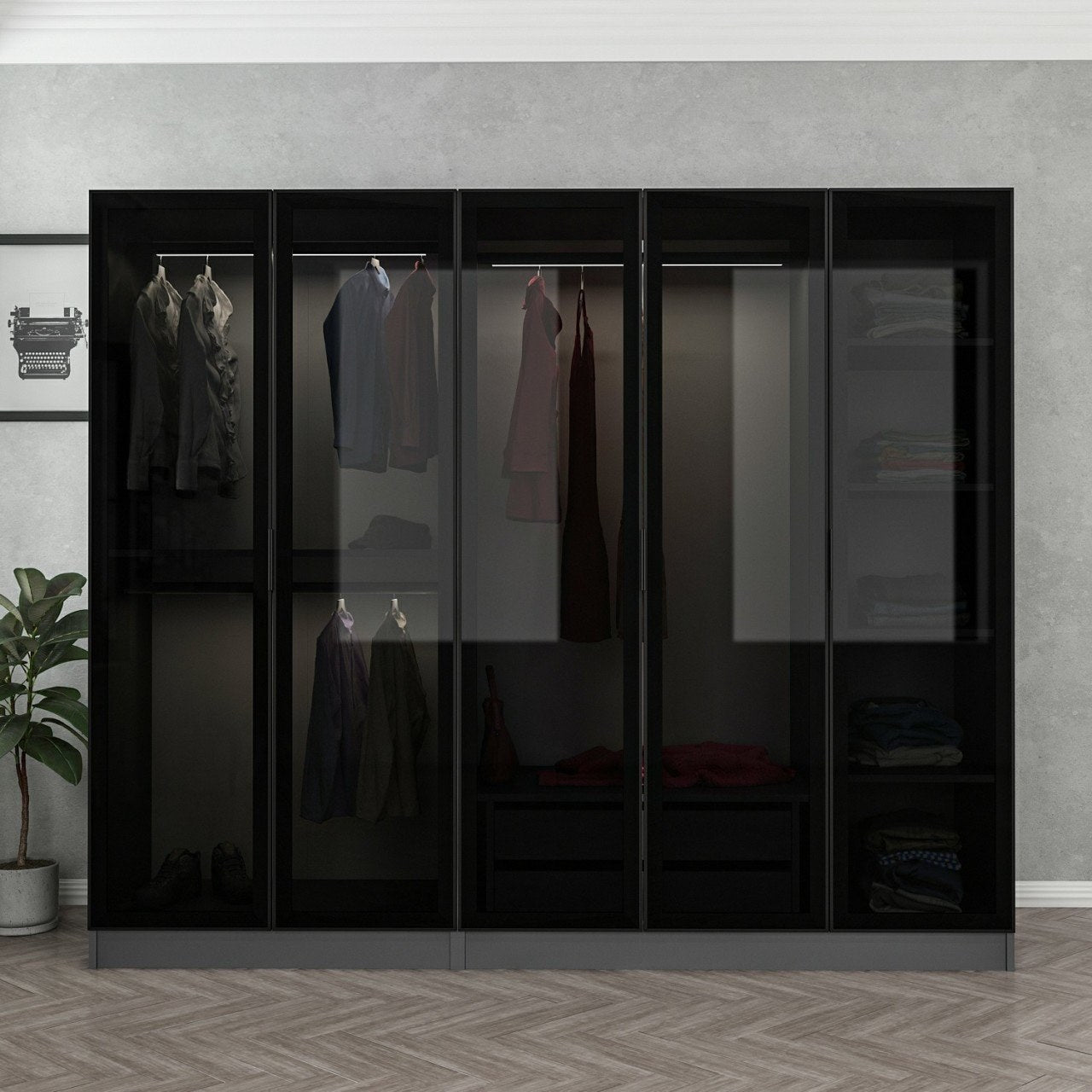Ντουλάπα 225x190x52 εκ Anthracite Black 506MNR2586