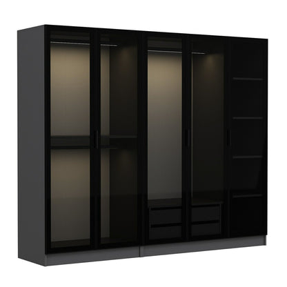 Ντουλάπα 225x190x52 εκ Anthracite Black 506MNR2586