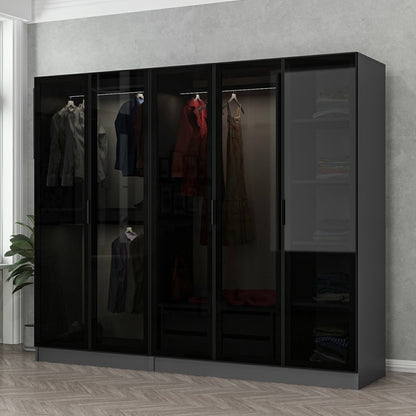 Ντουλάπα 225x210x52 εκ Anthracite Black 506MNR2587